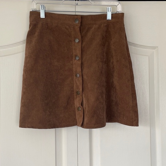 Short Corduroy A-line High Waist Skirt Large - Picture 3 of 6